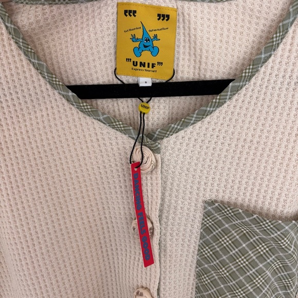 UNIF Plaid Green and Cream Short Sleeve Babydoll Dress - Picture 5 of 12